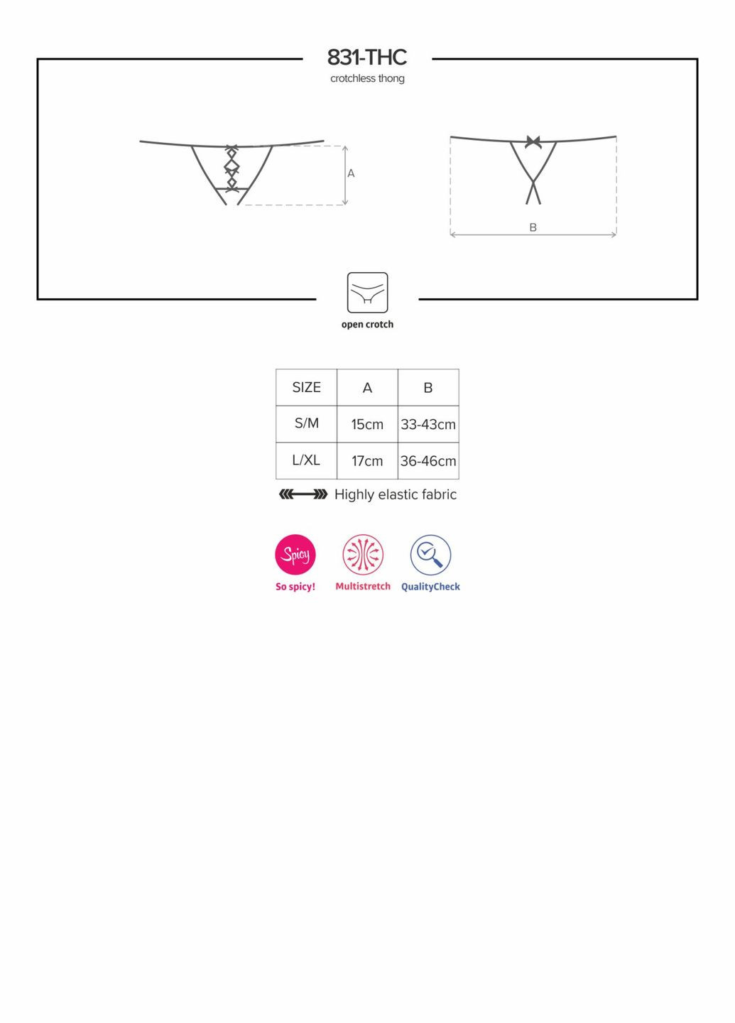 Кружевные танги с двумя отверстиями 831-THC-1 crotchless thong черные - CherryLove Obsessive (282965996)