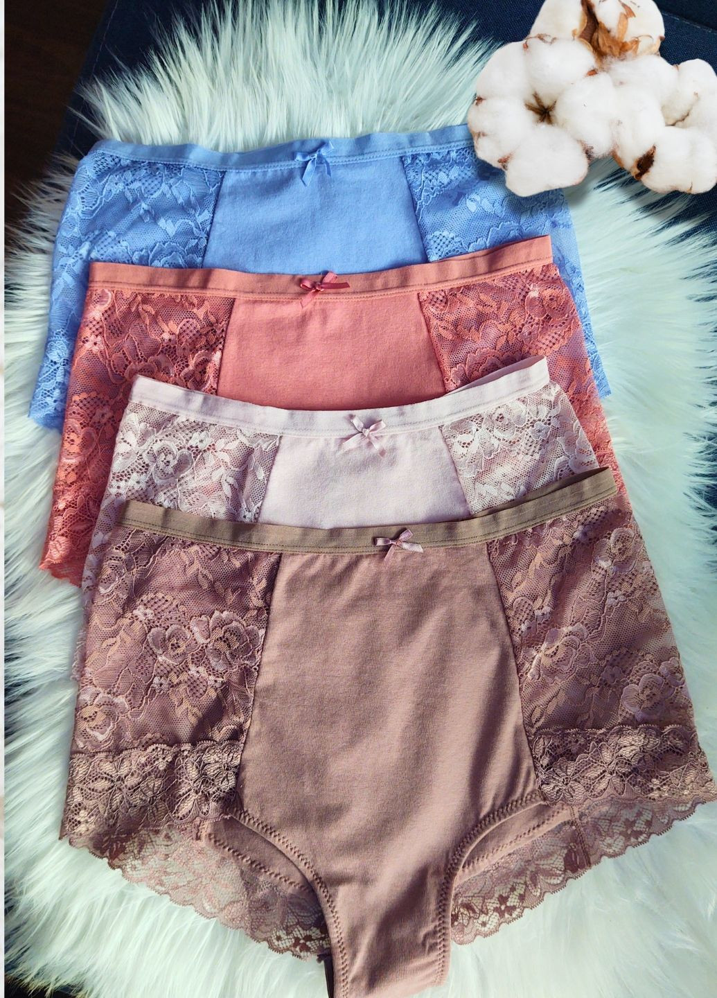 Бавовняні труси з високою посадкою та мереживом FS (329203226)