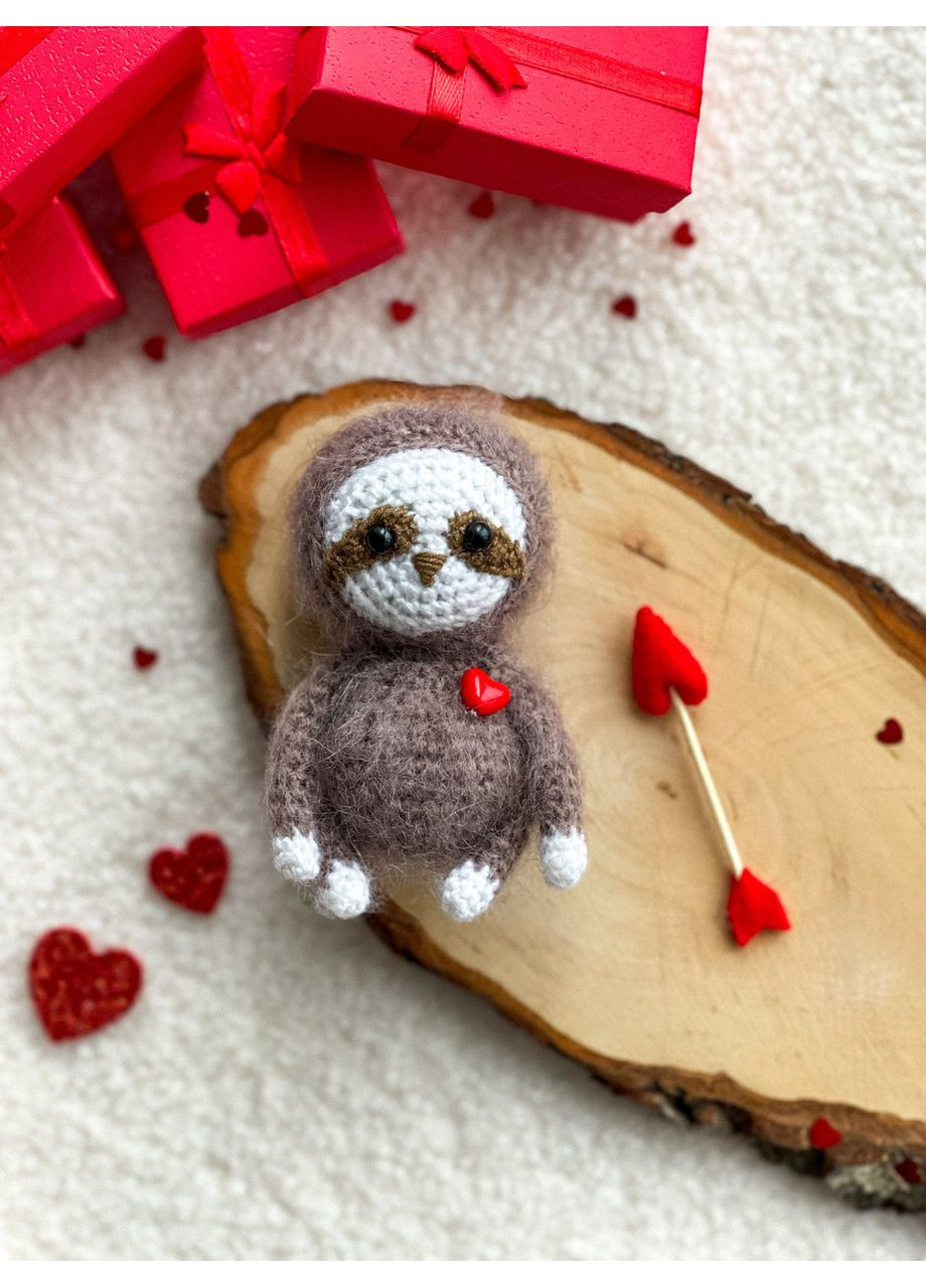 Ленивец, вязаная игрушка амигуруми ленивец, игрушка ручной работы, амигуруми для влюбленных No Brand (352474139)