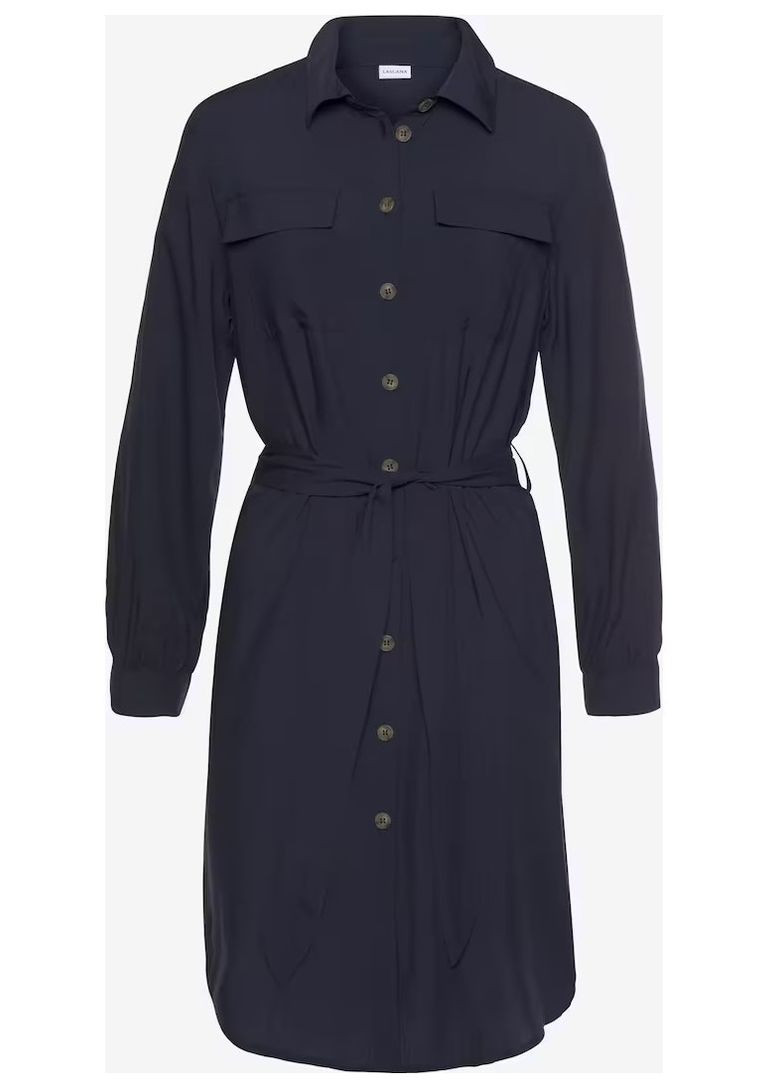 Синее кэжуал платье Lascana однотонное