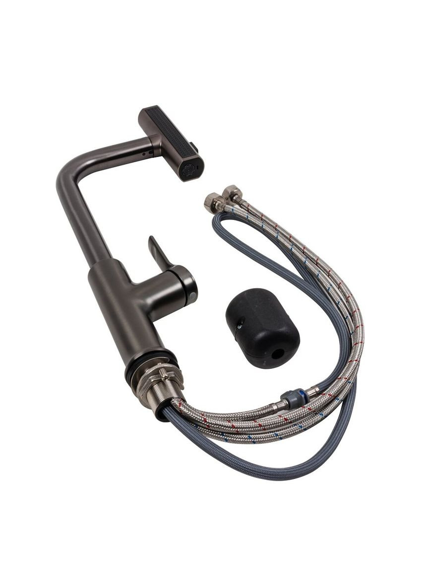 Смеситель кухонный с поворотным аэратором TH37 PVD черный Valeso (336937400)