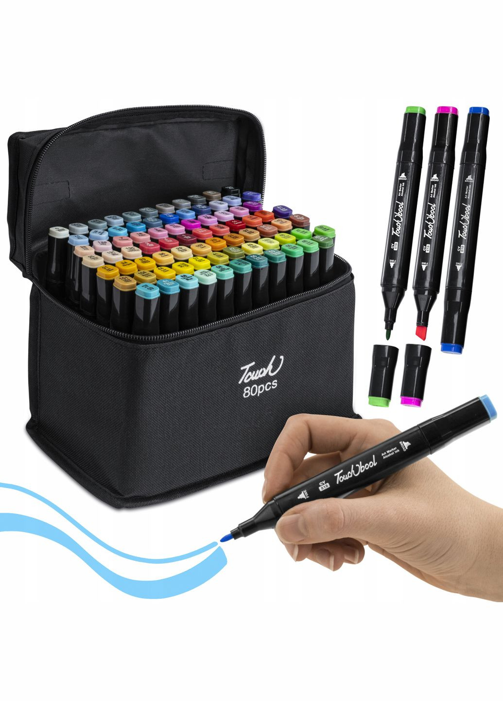 Скетч маркери спиртові Coco 80 шт фломастери для скетчингу за номерами Чорний корпус Touch (302890907)