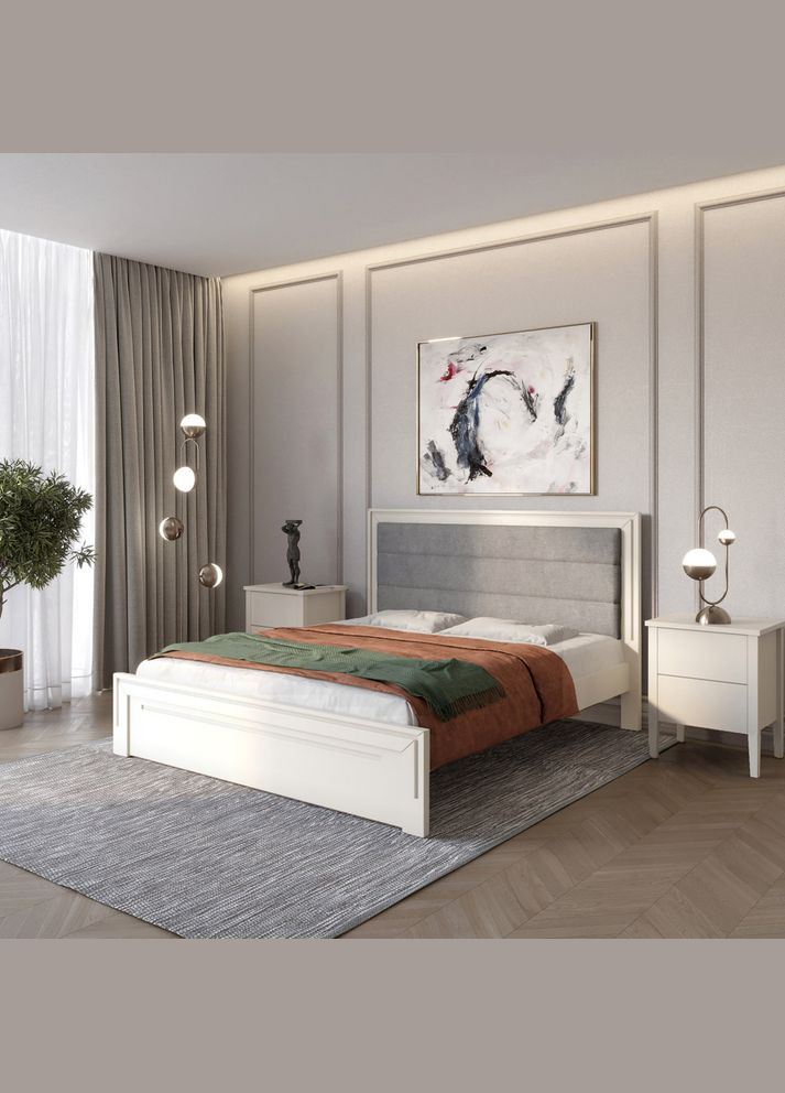 Двуспальная деревянная кровать Торонто Т5 (S2005Y50R)/Аляска 93 (серый) 160х200 см (MBG-9120) Mebigrand (368279917)