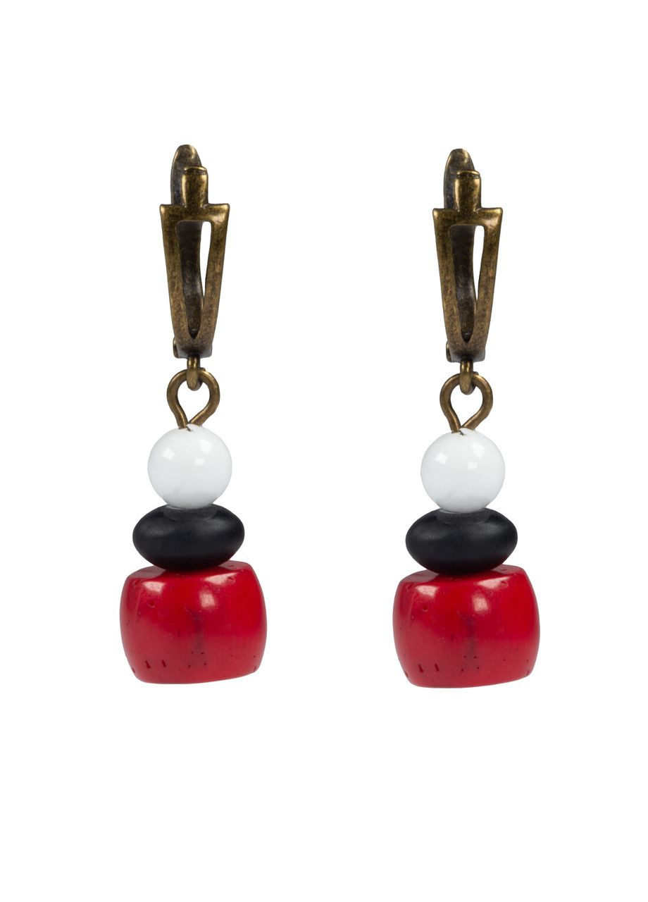 Сережки "Мотанка" Агат, Корал, Шунгіт Fursa fashion (349443587)