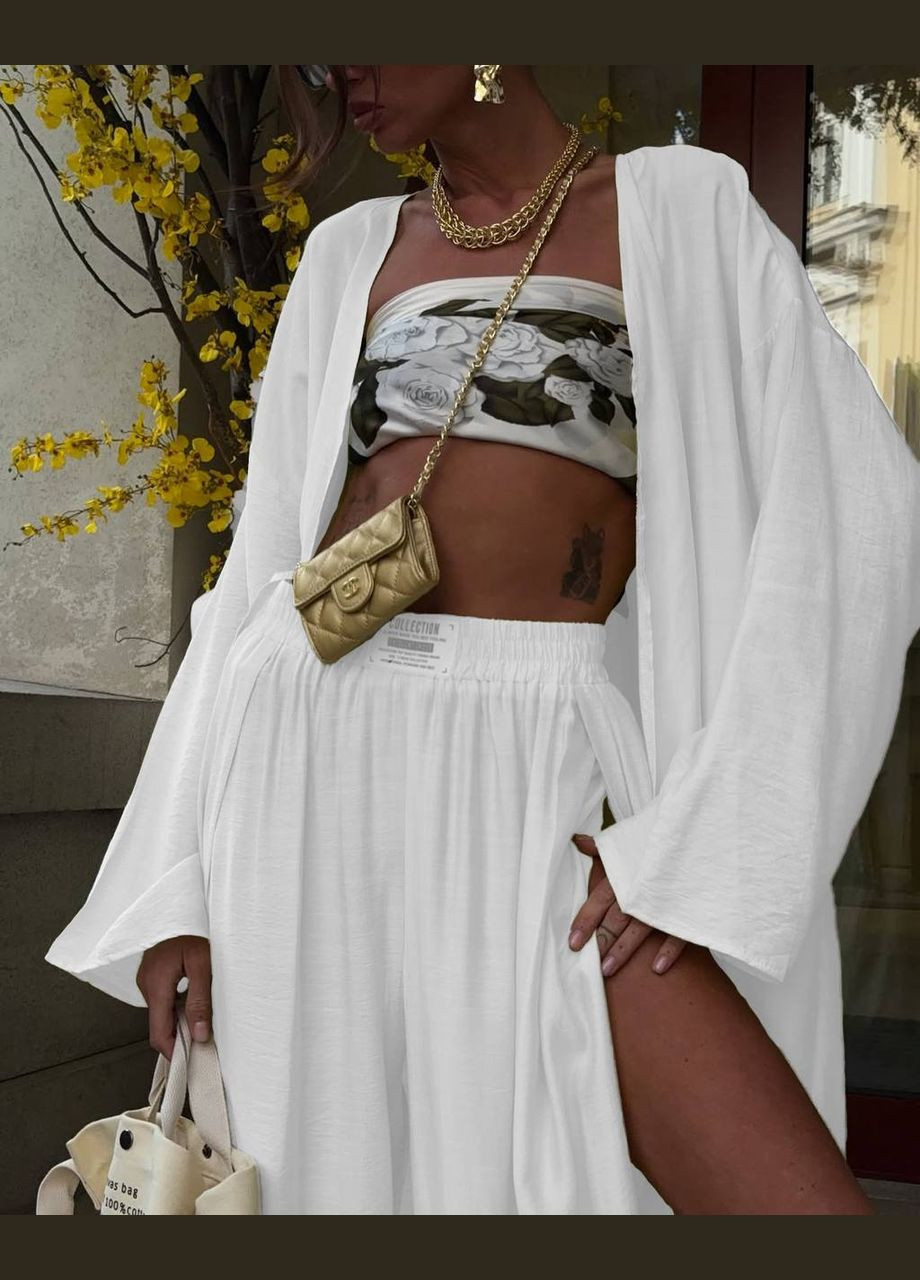 Костюм женский с кардиганом и брюками, лён No Brand С1512-373/1 (337990243)