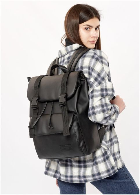 Женский рюкзак роллтоп с клапаном и карманом под ноутбук Черный (6060281346) Sambag (361244813)