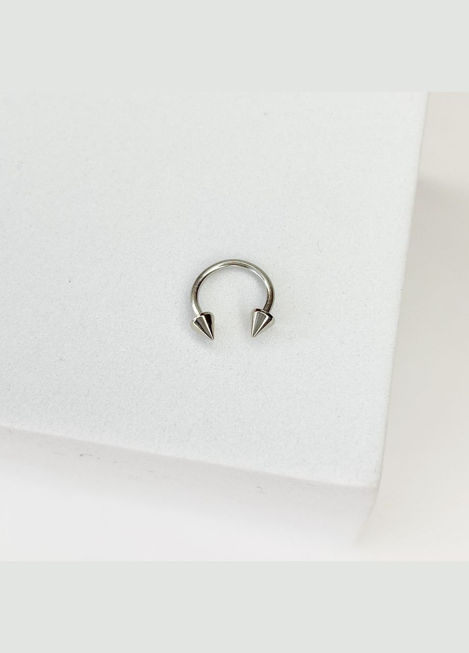 Сережка для пірсингу Циркуляр підкова 10мм з шипами з хірургічної сталі 316L для брів губ Сталистий 12 мм x 3 мм Pr00038 Finding (316094542)