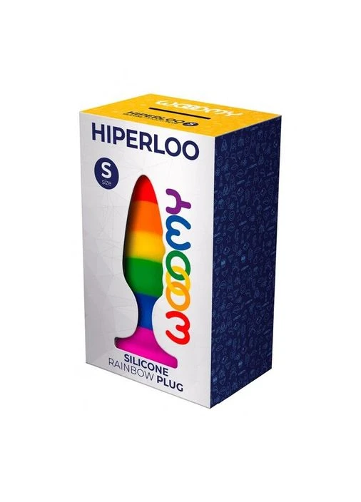 Силиконовая анальная пробка Hiperloo Silicone Rainbow Plug S, диаметр 2,4 см, длина 9 см - CherryLove Wooomy (339867353)
