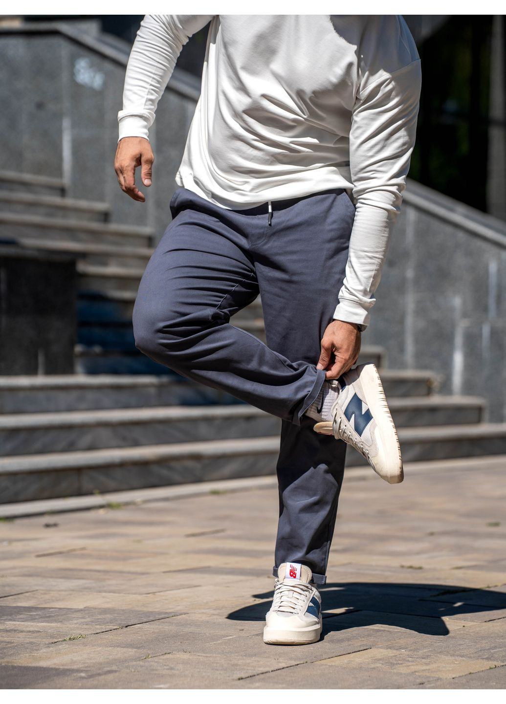 Серо-синие повседневный демисезонные чиносы брюки Teamv