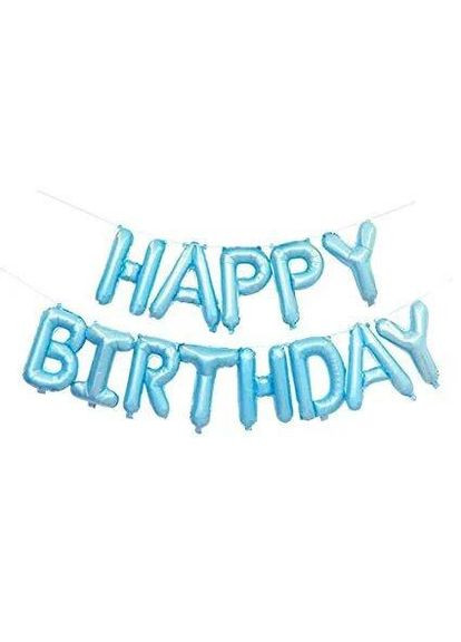 Фольгований напис HAPPY BIRTHDAY ніжно-блакитний, 40см No Brand (302313481)