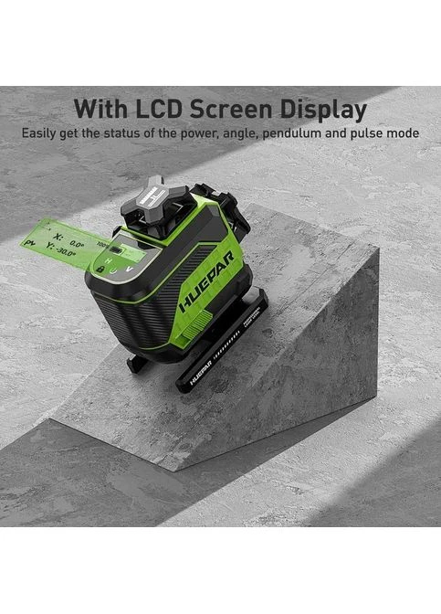 Лазерний рівень нівелір Z04CG 4D 16 ліній з Bluetooth і LCD-дисплей (2 акумулятори) Huepar (393219737)