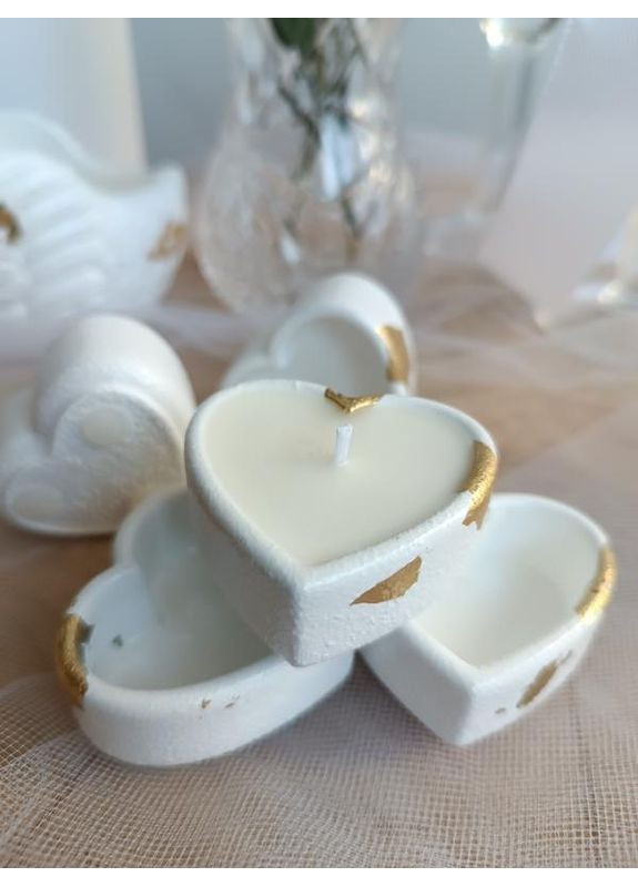 Мини свеча сердце в гипсовом кашпо, бонбоньерка, аромат на выбор, ручная работа Hand Made (351508506)