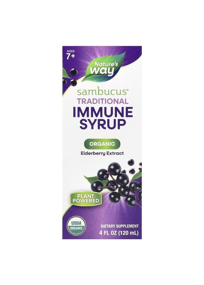 Экстракт черной бузины Sambucus Traditional Immune Syrup, 120 мл для поддержки иммунной системы Nature's Way (334705540)