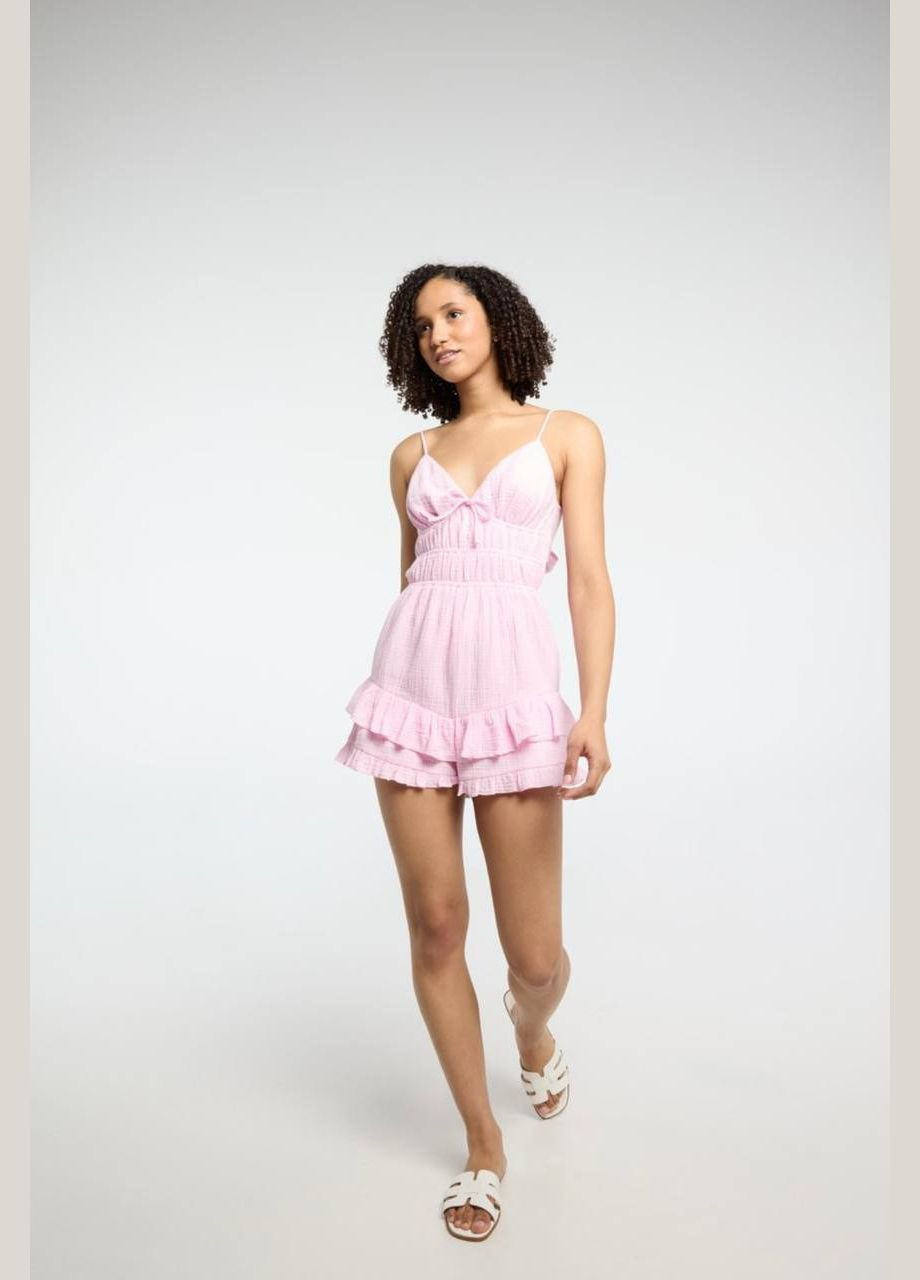 Женский комбинезон Гермес комбинезон-шорты однотонный розовый повседневный муслин