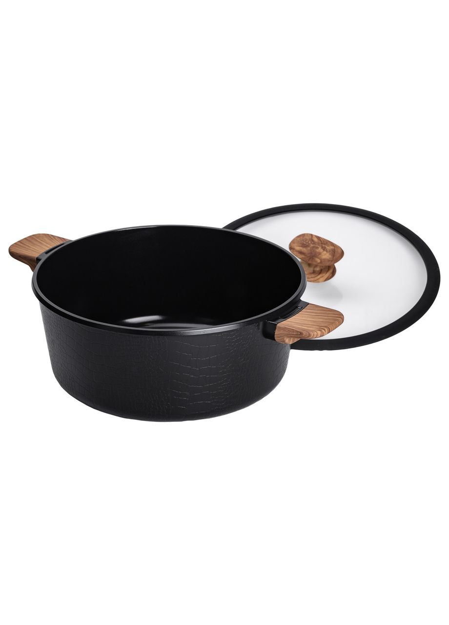 Алюмінієва каструля 7,7 л з керамічним покриттям антипригарним чорна для приготування здорової їжі каструля для кухні ProDobro (364189835)