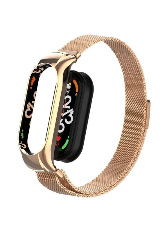 Ремінець Milanese Loop Design для Xiaomi Mi Band 5/6 Rose Gold No Brand (361077637)