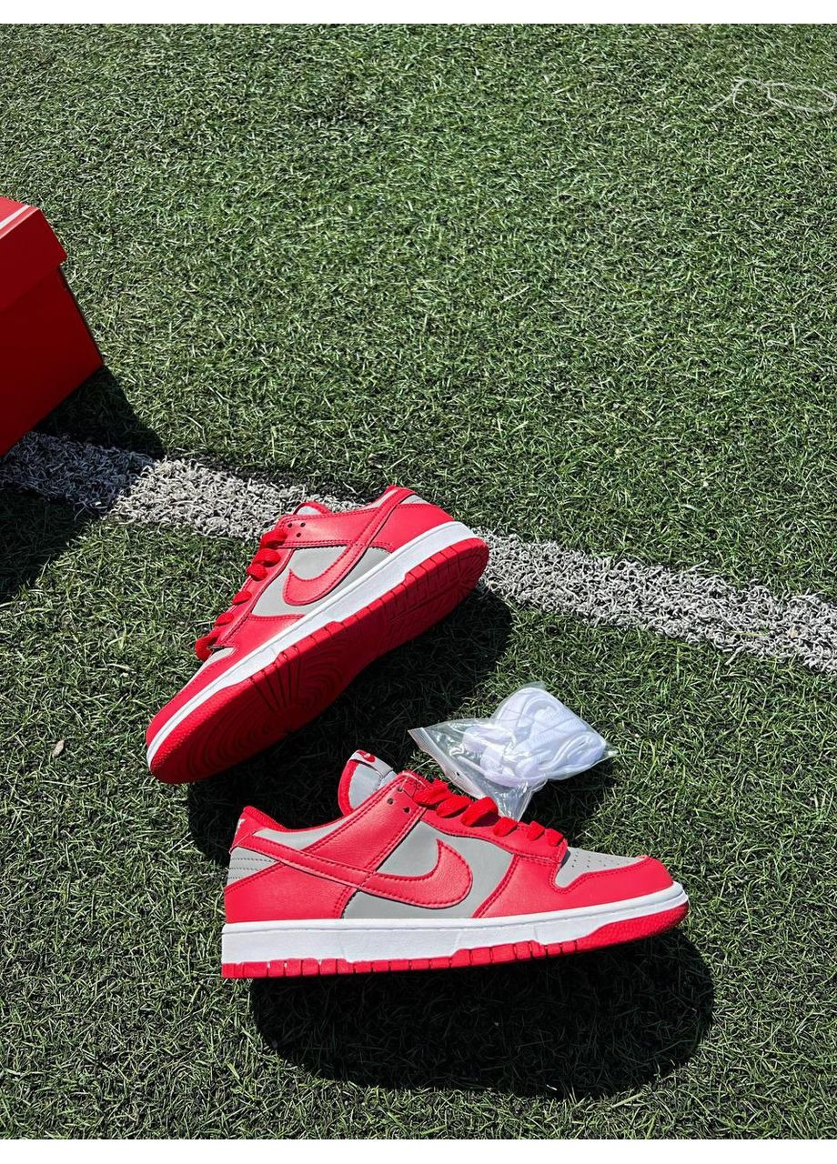 Серые демисезонные кроссовки мужские nike sb dunk low retro medium grey red v2 найк сб данк No Brand