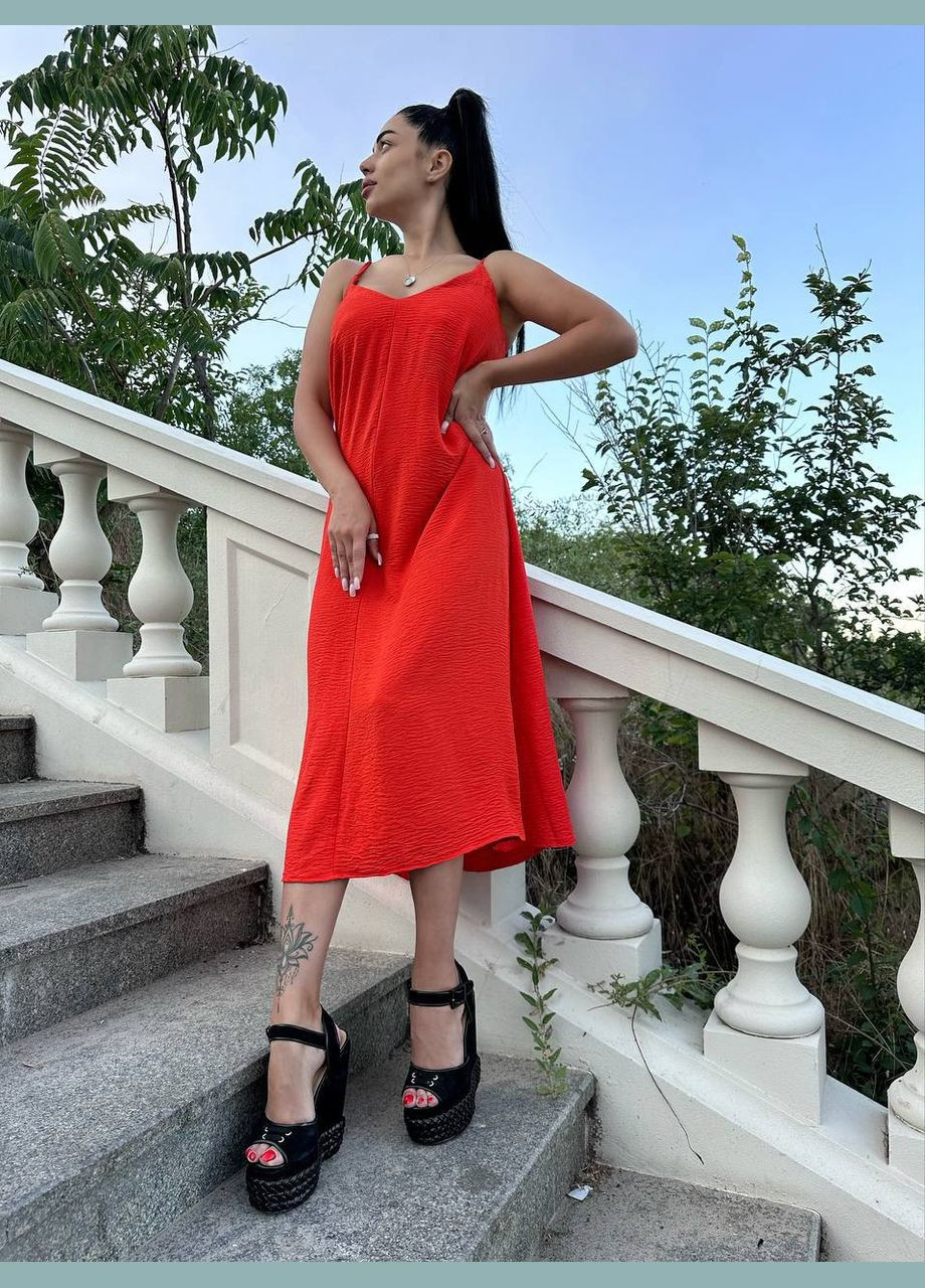 Помаранчева святковий, коктейльна, ділова, пляжна, повсякденний, вечірня сарафан жіночий No Brand однотонна