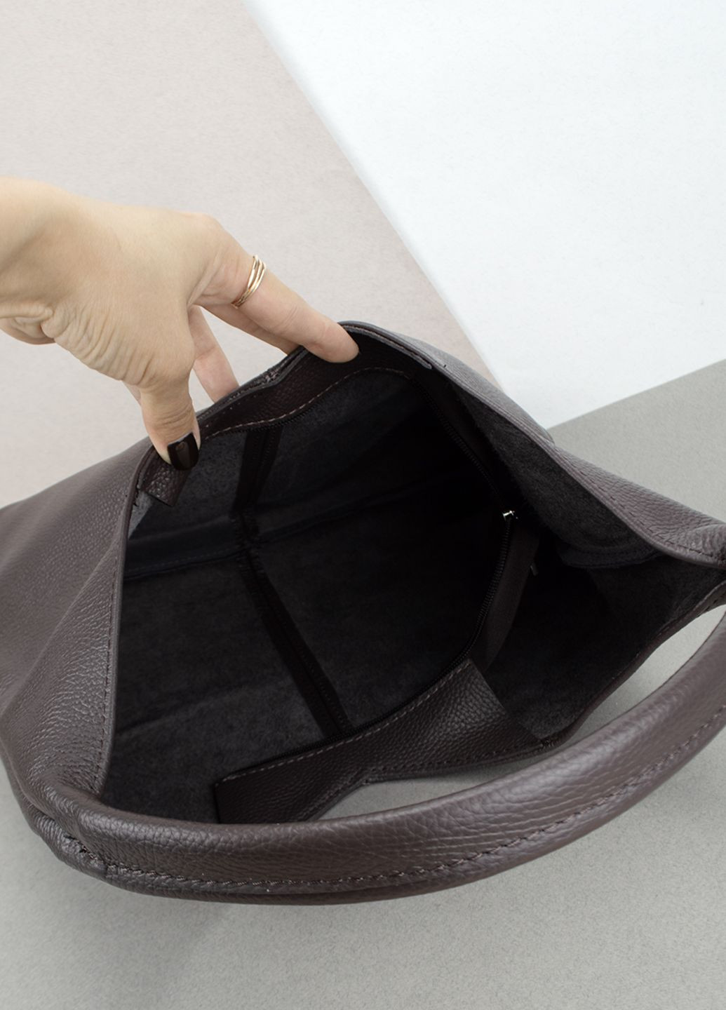 Сумка женская шопер кожаная 03695 с одной ручкой шоколадная Virginia Conti (305741684)