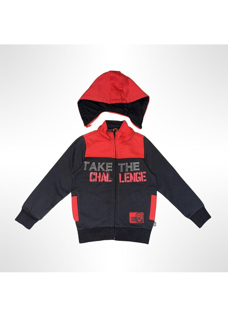 Кофта з капюшоном для хлопчика Чорно-червона (0786) Quadri foglio (355258758)