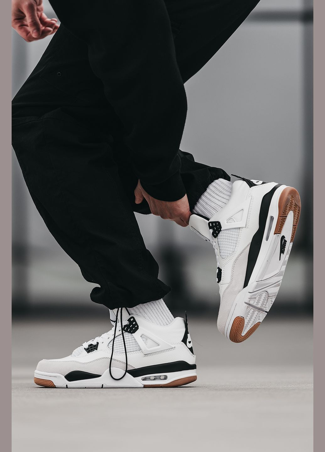 Белые всесезонные кроссовки мужские и женские nike air jordan 4 retro white | найк аир джордан 4 белые No Brand