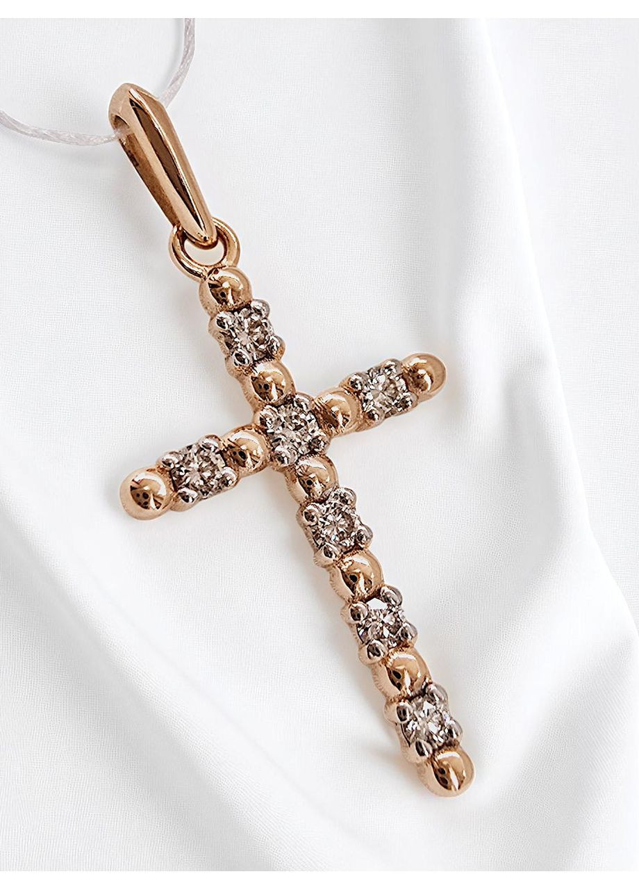 Золотой крестик с бриллиантами, красное золото 585 пробы. SOVA jewelry house (365268275)