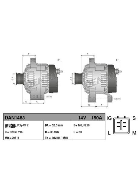 Генератор DAN1483 JP DAN1483 Denso (366173081)