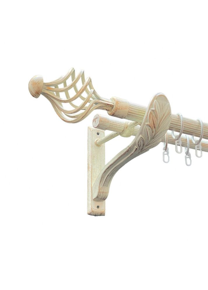 Карниз Арезо металевий дворядний ретро рифлена труба Біле Золото 25\19 мм 240 см (00-00010637) ORVIT (300284593)