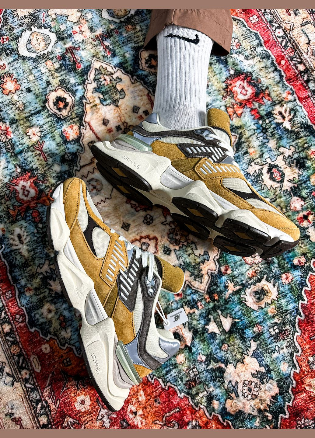 Коричневі Осінні кросівки чоловічі і жіночі new balance 9060 'workwear' | нью баланс 9060 коричневі No Brand