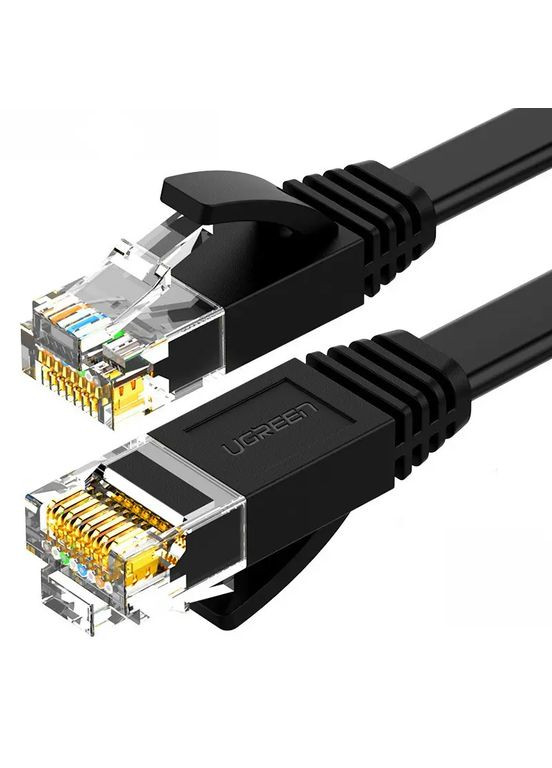 Патчкорд NV102 сетевой кабель 1000 Mбит\с Ethernet RJ45 Cat 6 плоский 3М Black (50175) Ugreen (314693775)