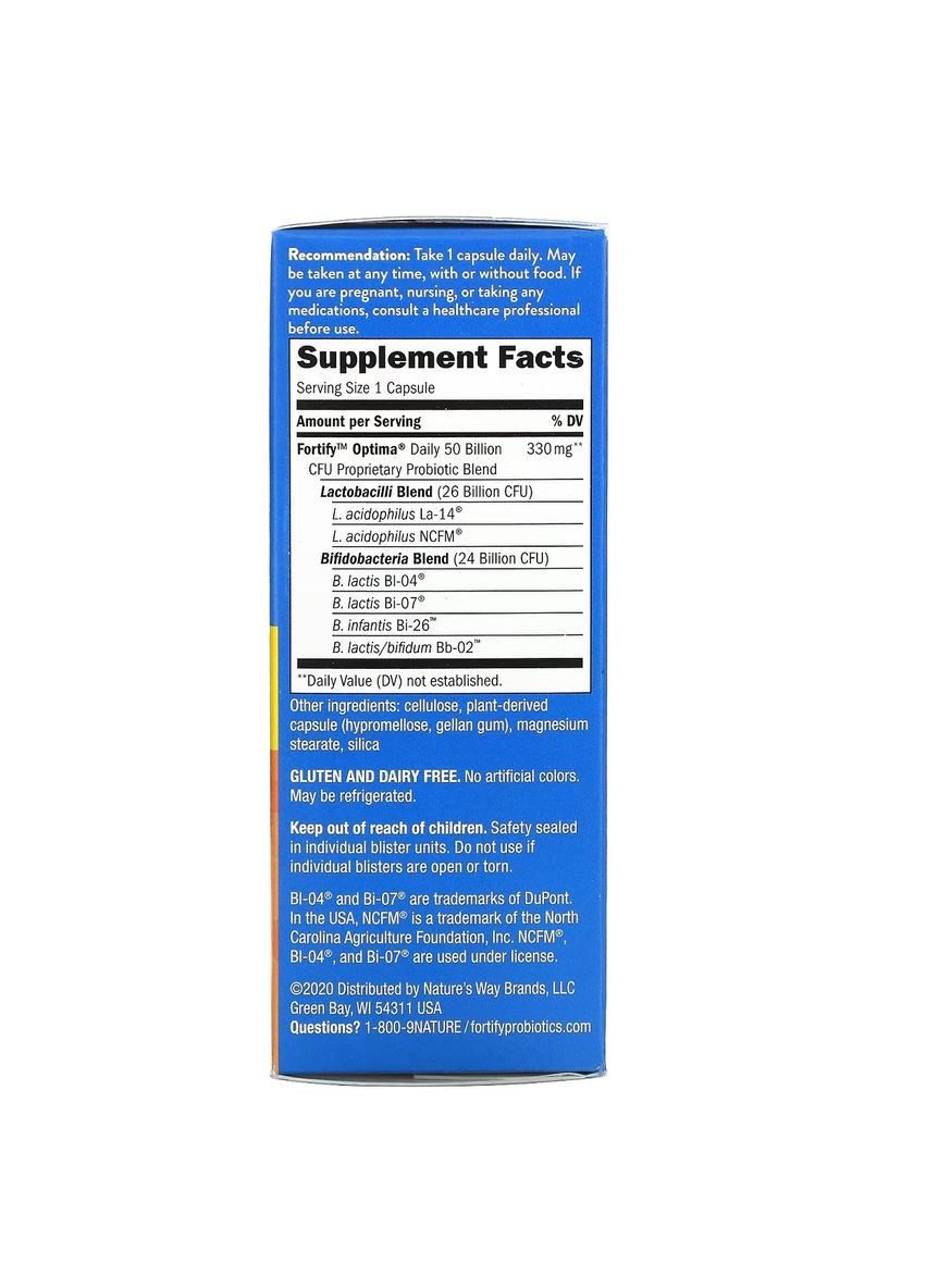 Пробиотик ежедневного применения, 50 млрд КОЕ, Fortify Optima Daily Probiotic, 30 вегетарианских капсул Nature's Way (327878646)