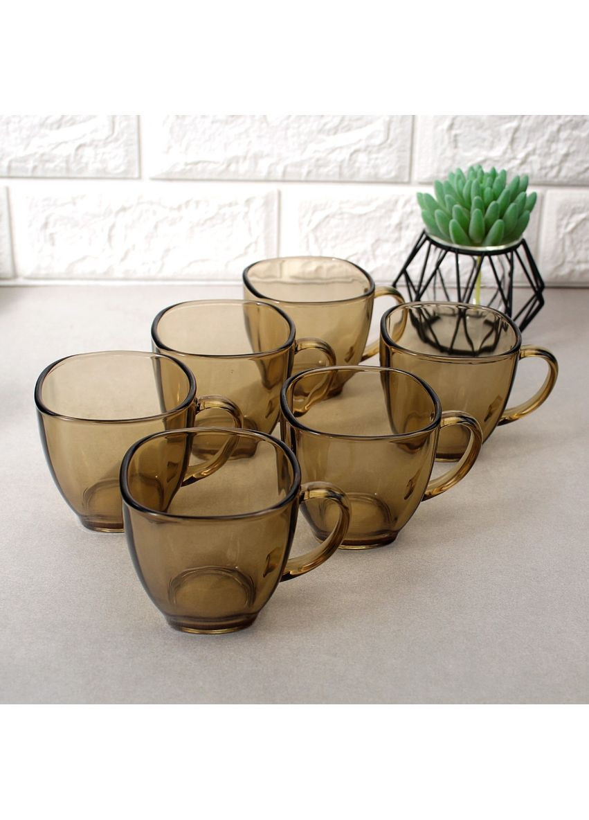 Набір коричневих чашок з квадратним дном 6 шт 220 мл No Brand (366818151)