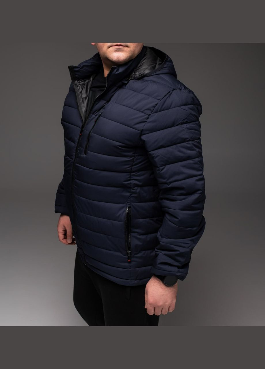 Темно-синя демісезонна утеплена стьобана куртка батал Vakko