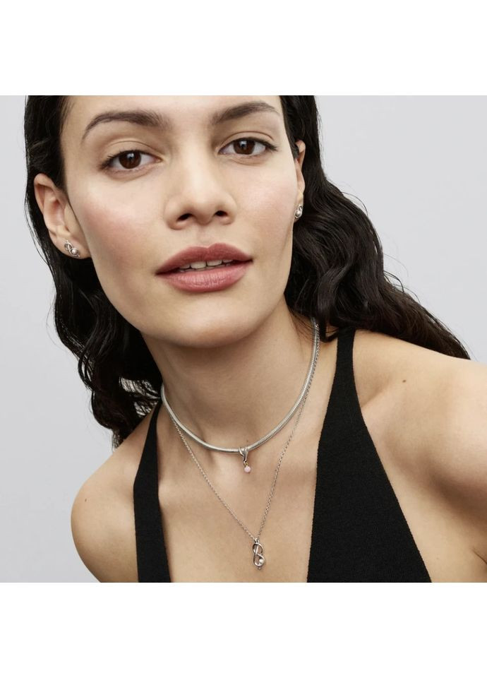 Срібні сережки Пандора "Вузол нескінченності" кульчики 293761C01 Kabluchka (355345833)