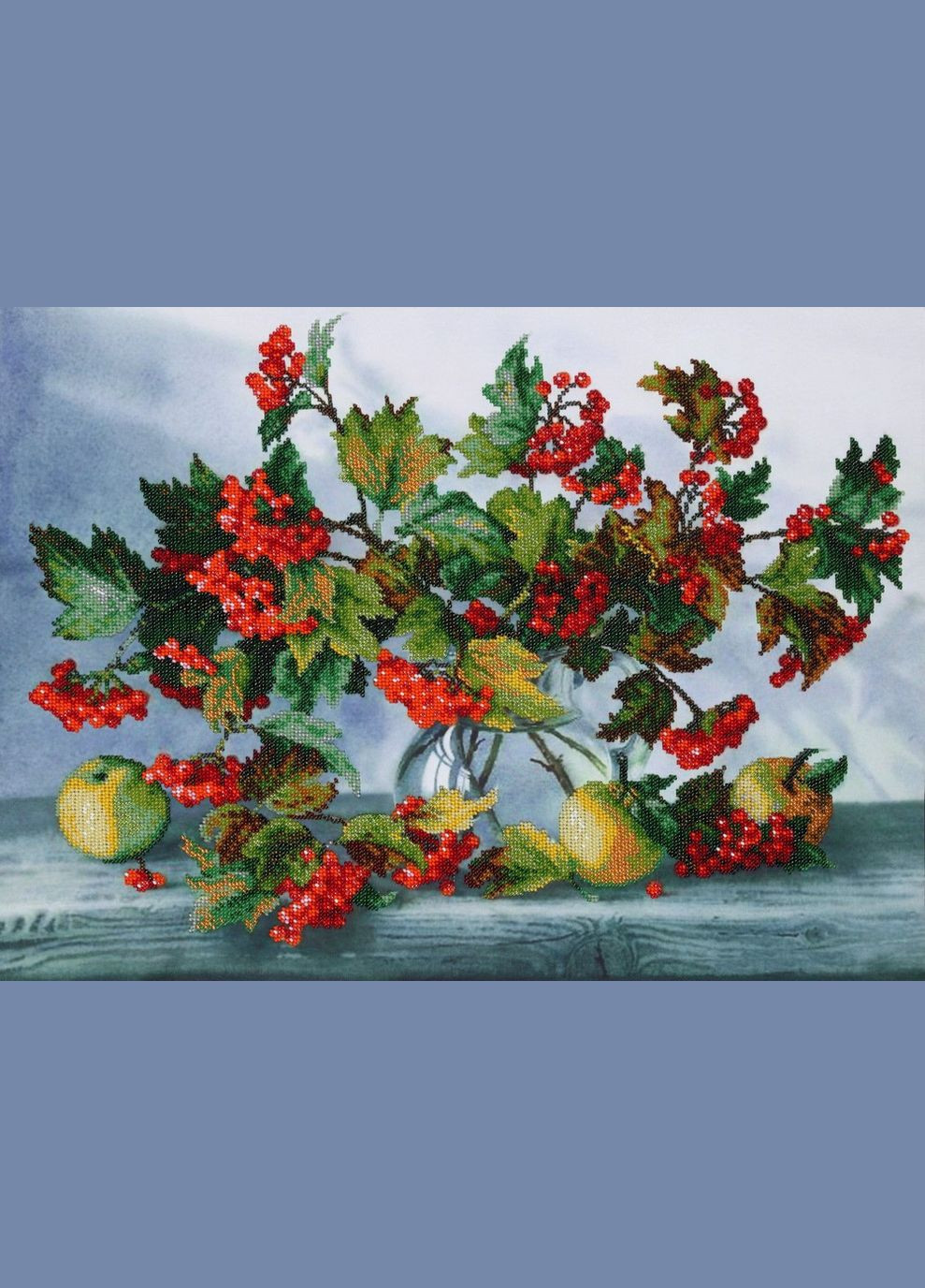 Набір для вишивки бісером "Калиновий натюрморт" фруктів, виноград, яблуко, часткова викладка, Чехія, 50x38 см ВДВ (294613983)