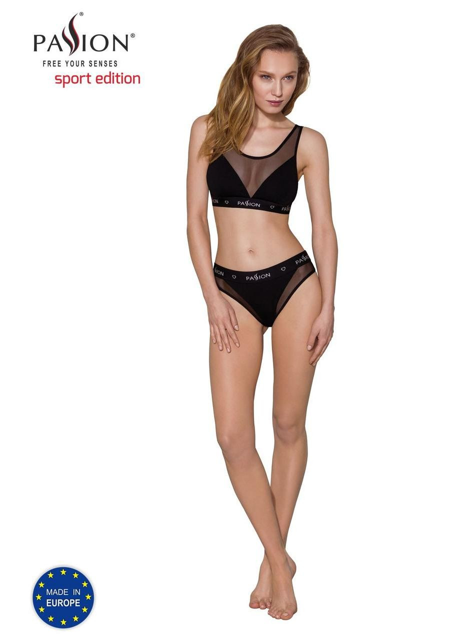 Чорний демісезонний трусики з прозорою вставкою ps002 panties black, size s Passion
