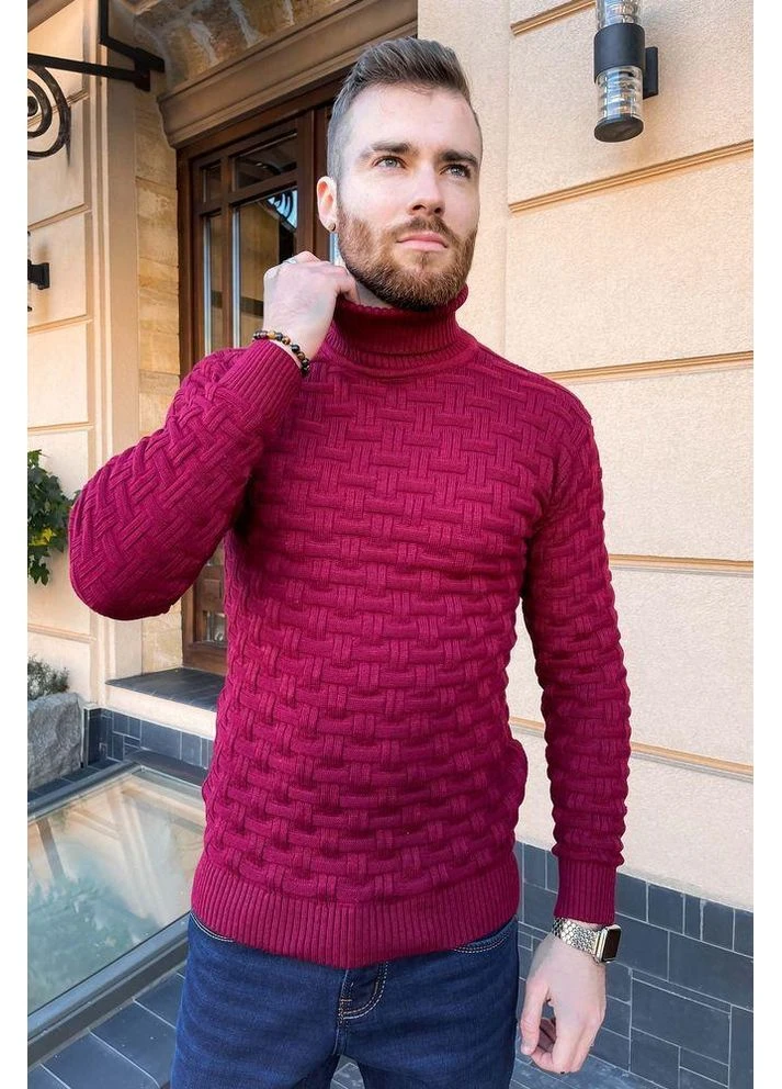 Бордовый демисезонный свитер мужской, цвет сизый, 161r602 No Brand