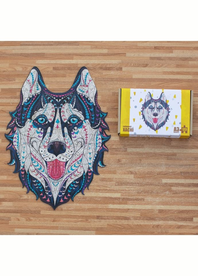 Фигурный деревянный пазл A3 "Снежный хаски" PuzA3-00902, 123 элемента PuzzleOK (327320631)