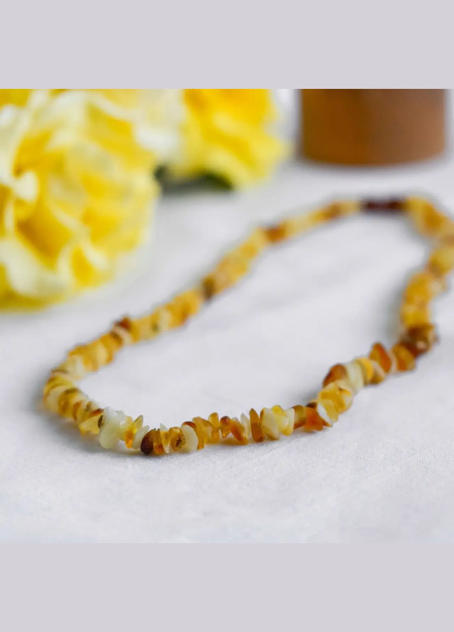 Намисто натуральний необроблений камінь лікувальний Бурштин на замку вкрутці 9-2мм+- L-50см(+-) No Brand Чокер (301279095)