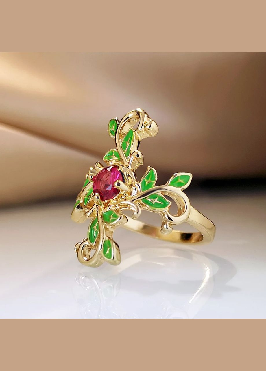 Винтажное дизайнерское женское кольцо с в виде цветка в форме крестика золотистая размер 17 Fashion Jewelry (292552652)
