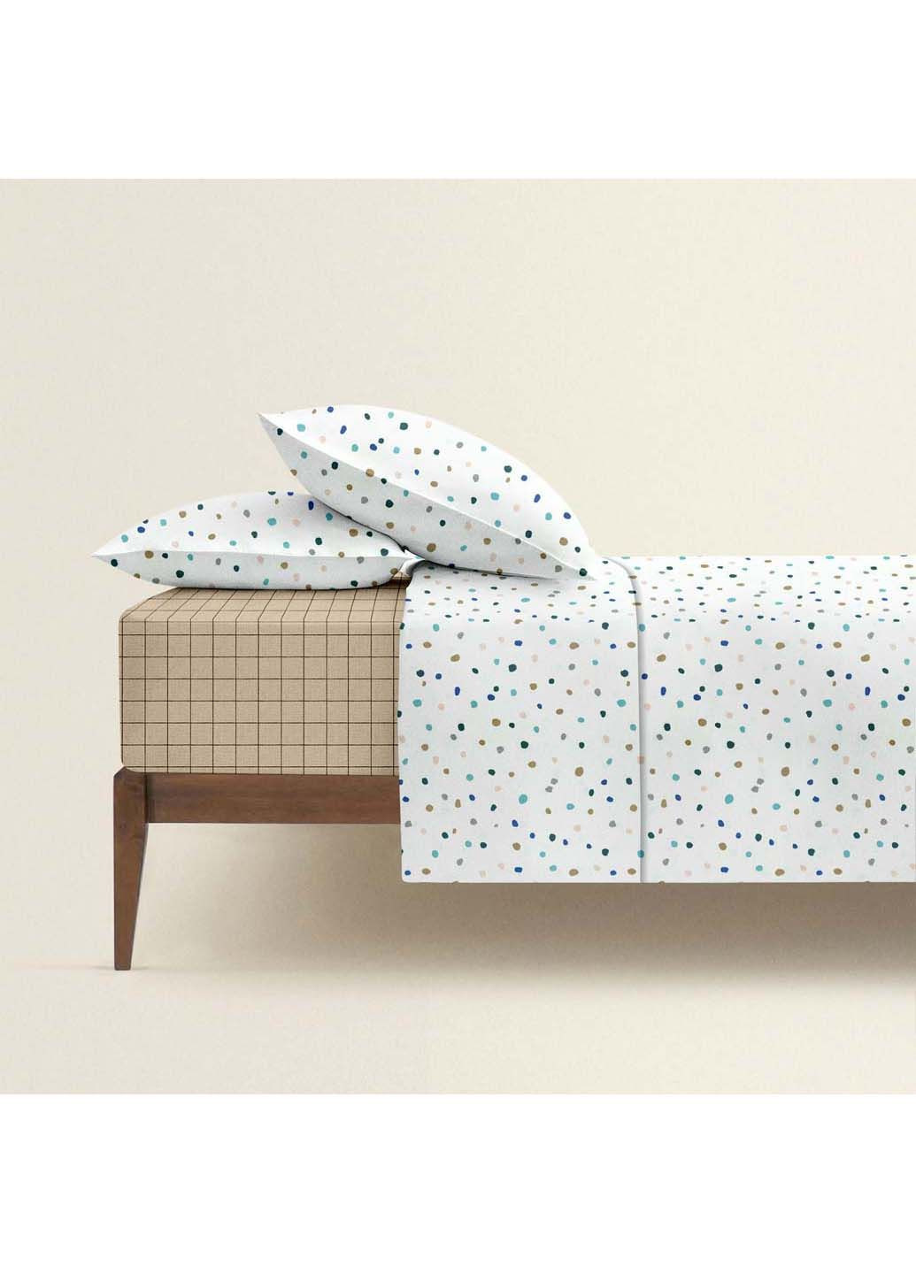 Двоспальна постіль з простирадлом на гумці Color Blots CS7 180х220 см Cosas (307474960)