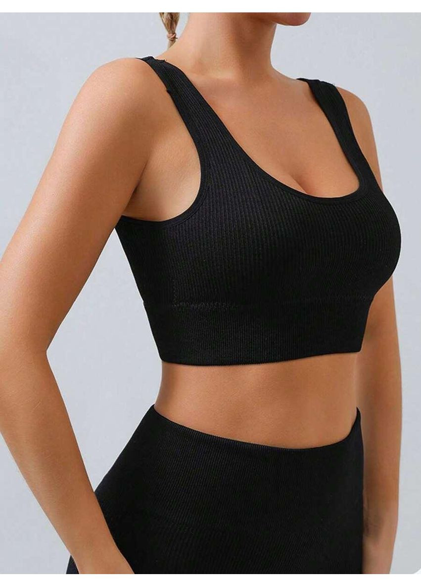 Чёрный спортивный бюстгальтер SHEIN