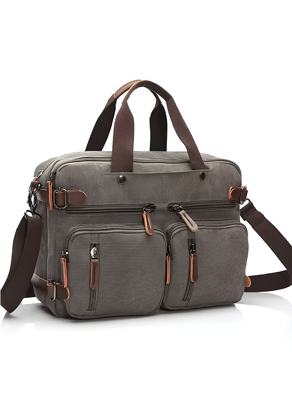 Сумка рюкзак трансформер мужская из плотной ткани вместительная. Серая No Brand (334010966)