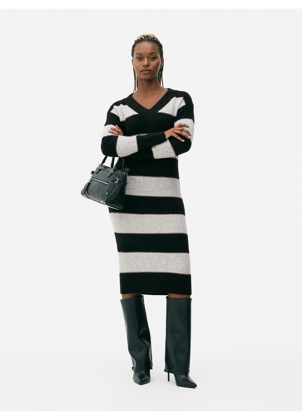 Черное платье демисезон,черный в полоску, Primark