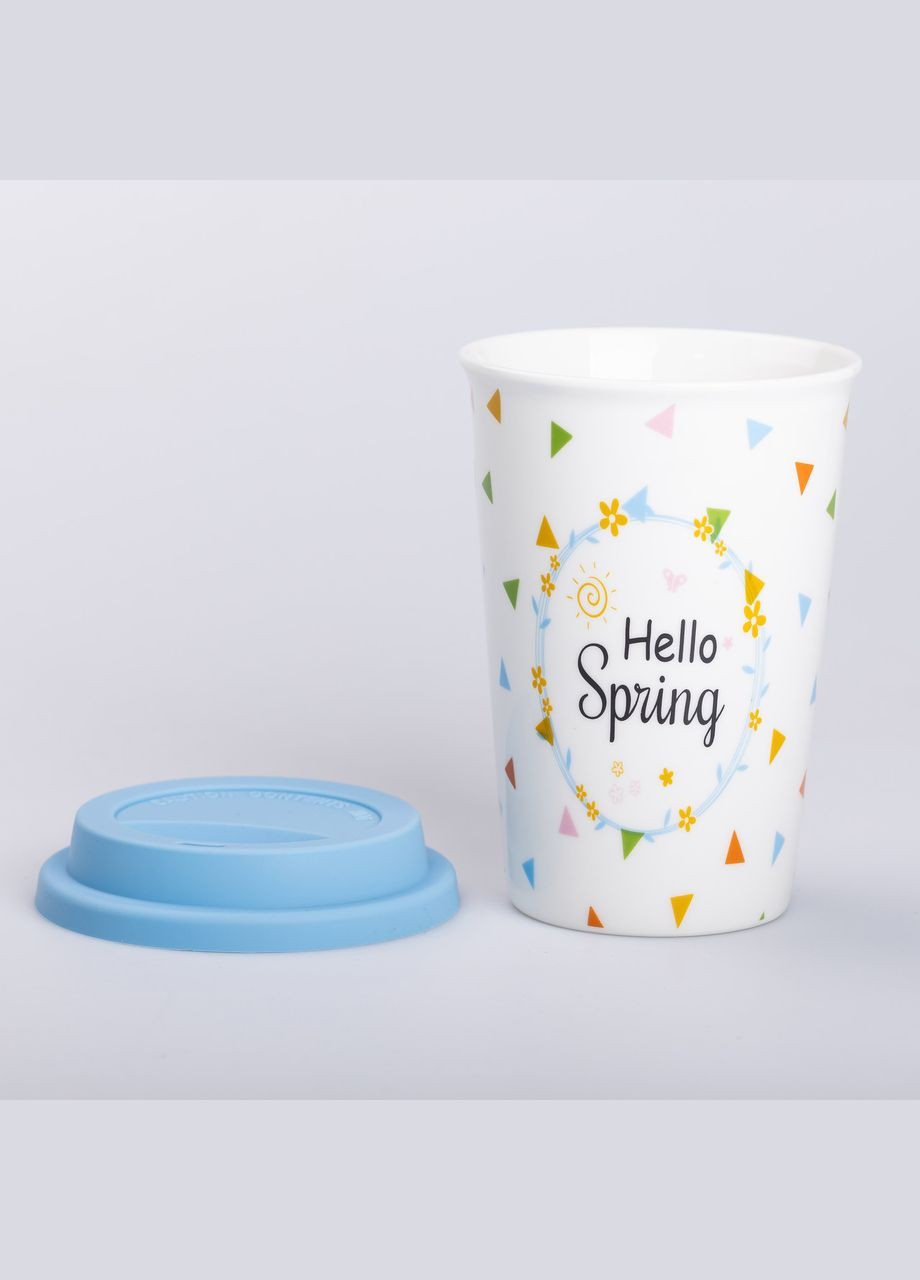 Стакан керамический 420 мл с силиконовой крышкой, hello spring Ceramic (323160180)