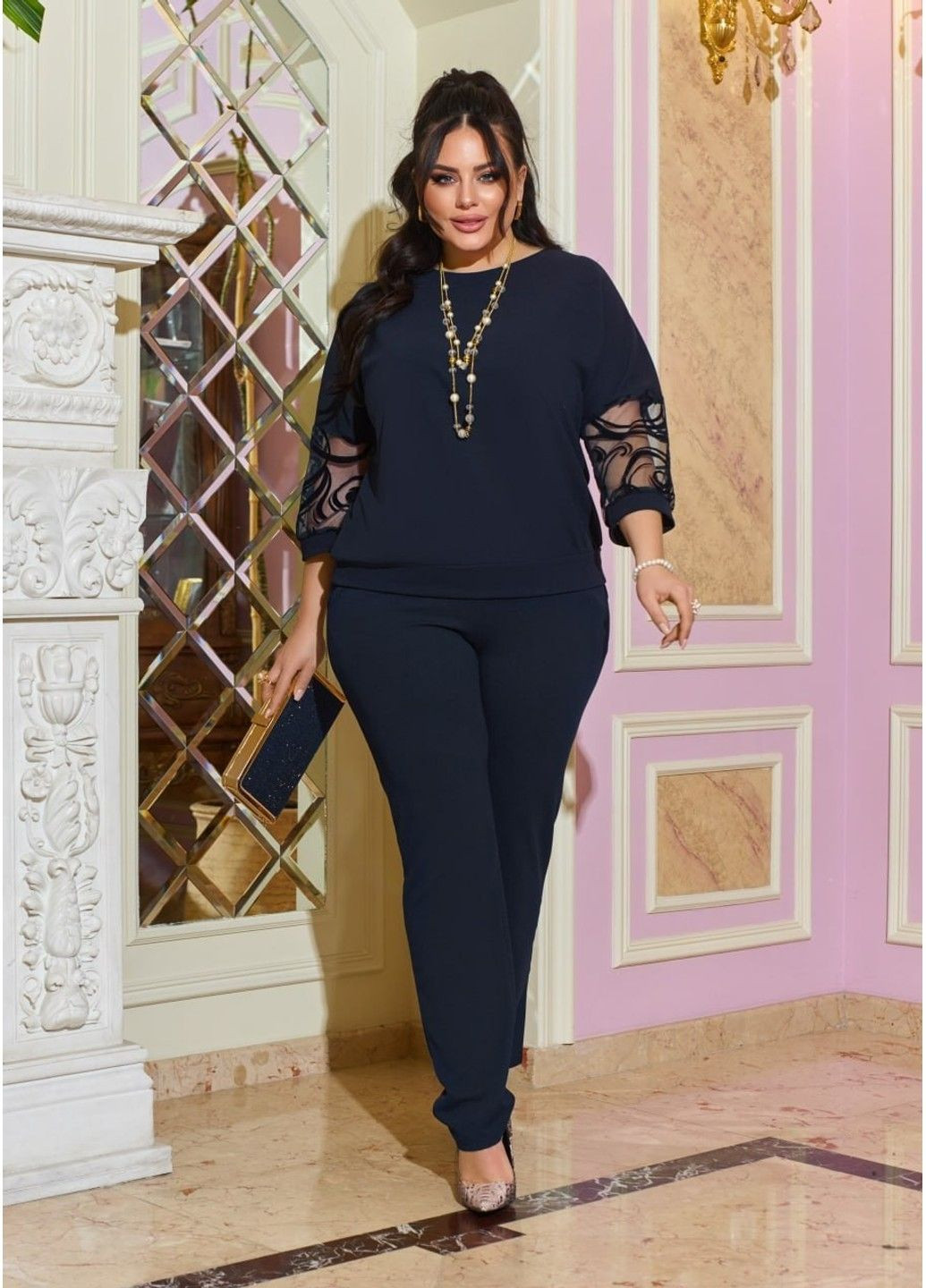 Костюм брючний, мод ИТ - 1318, синій, розмір 62-64 No Brand (355469660)