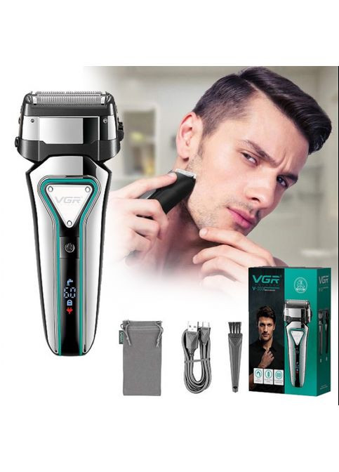 Чоловіча водонепроникна електробритва VGR V-333 Led дисплей IPX6 2 головки бритва MDR No Brand (371794061)