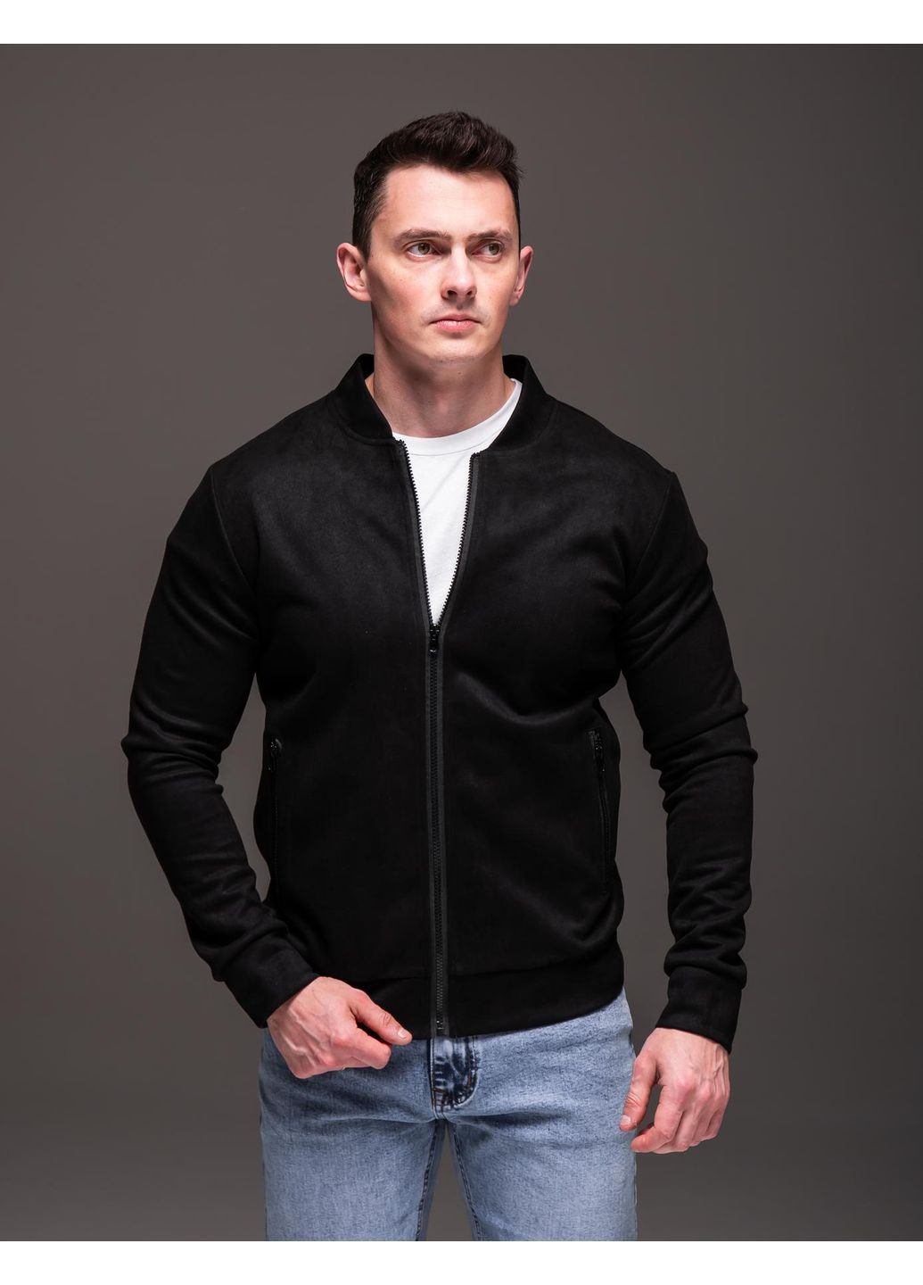 Куртка-бомбер чоловіча бейсбольний на блискавці (354934060)