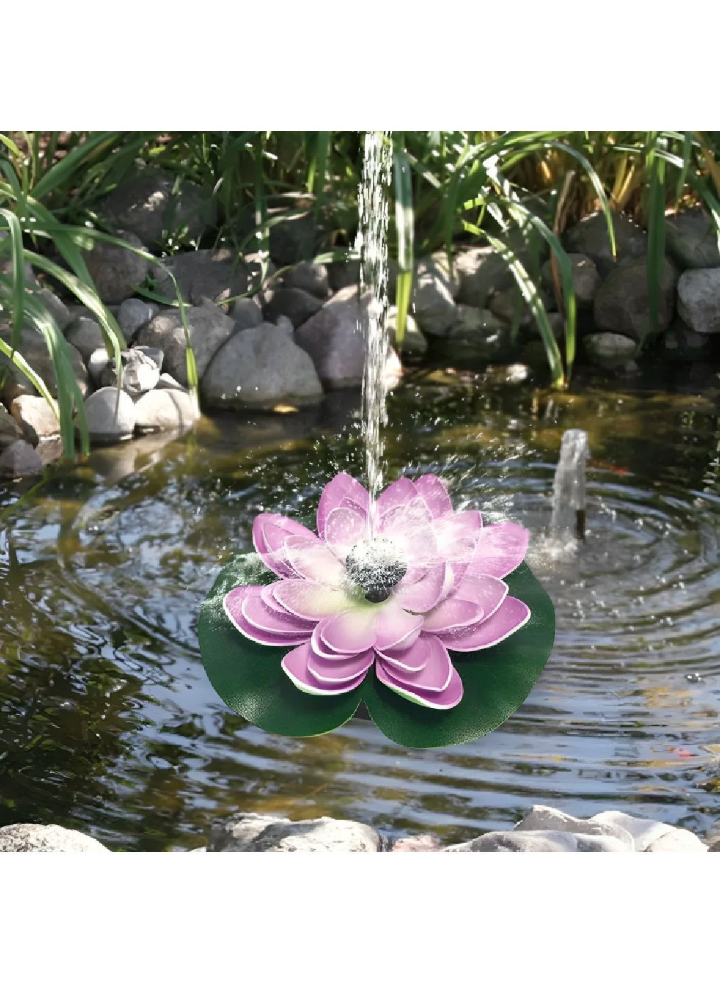 Комплект фонтан на солнечной батарее с насадками 4 штуки светильником с солнечной панелью (480278-Prob) Лилия фиолетовая Unbranded (332880888)