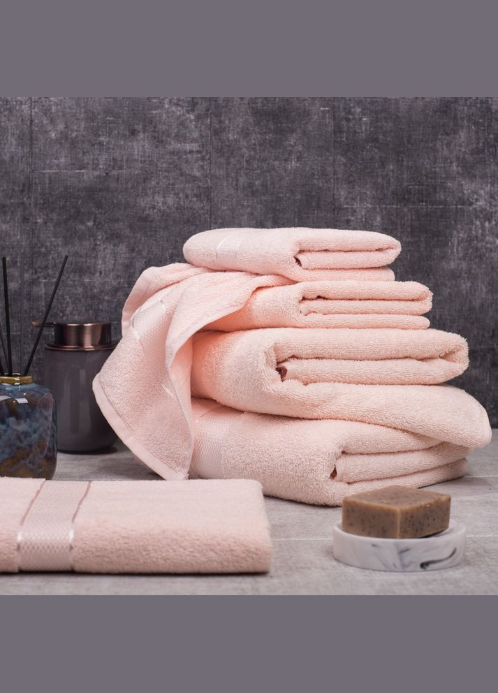 Полотенце махровое 70*140 см бордюр САТИН Aisha розовый